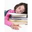 Tired School Girl Doing Her Homework Stock Photo  Image Of Brunette