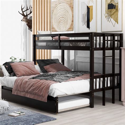 Buy Klmm Twin Over Pull Out Bunk Bed With Trundle Wooden Twin Over Twin Full Queen King Bunk