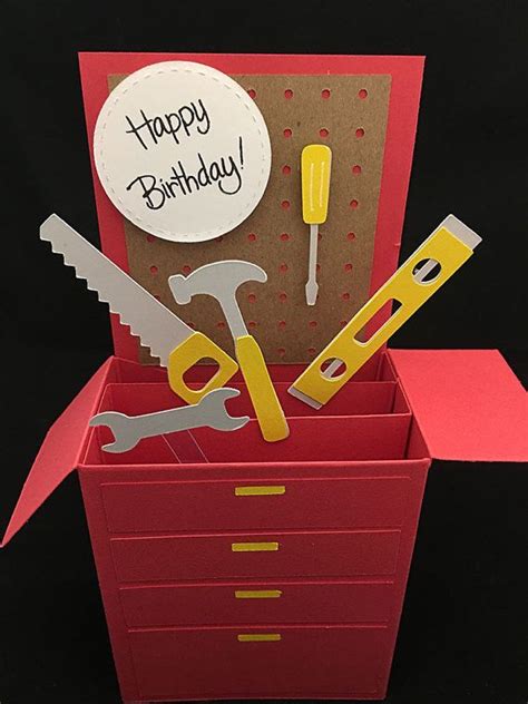 Design with our card maker, print or send online! Tool Box Birthday Card in a box. A gift, greeting and ...