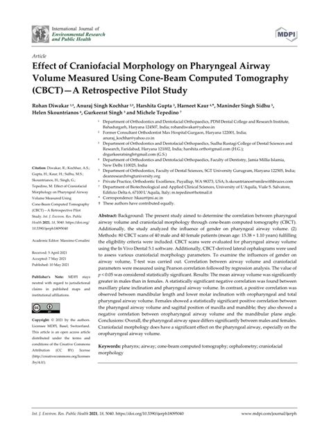 Pdf Effect Of Craniofacial Morphology On Pharyngeal Airway Volume