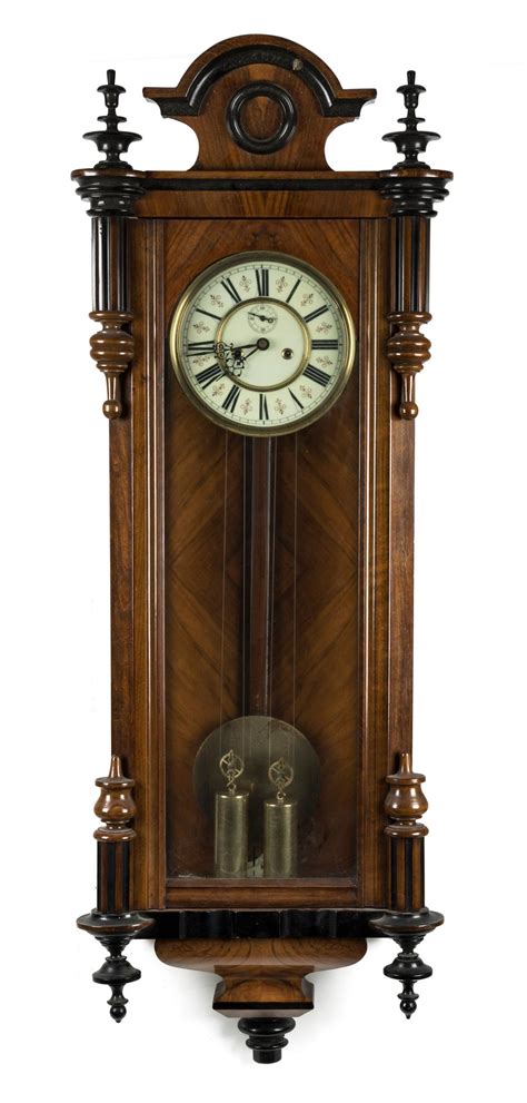 Sold At Auction Vienna Regulator Twin Weight Wall Clock In Walnut Case With Roman Numerals And