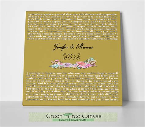 Wedding Vows Art Custom Vows on canvas Printable Vows Vow | Etsy | Christmas gifts for husband 
