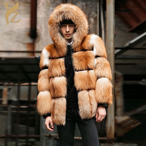 100 Genuine Fur Red Fox Fur Coats For Men Outerwear Real Fox Fur