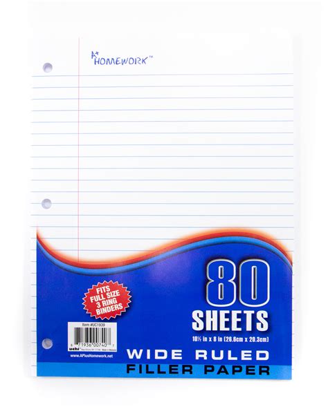 Wholesale A Homework Wide Ruled Filler Paper 48 Count 80 Sheets Sku