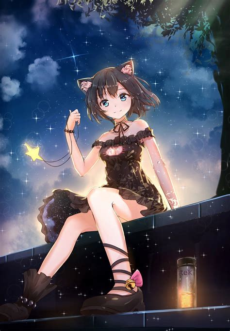 hintergrundbilder nekomimi anime mädchen tierohren kleid spaltung originalzeichen katze