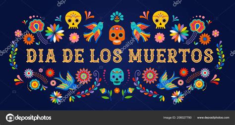 Day Of The Dead Dia De Los Moertos Banner With Colorful Mexican