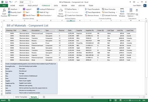Simple integration of data visualization. Bill of Materials Template (MS Word/Excel) - Templates ...