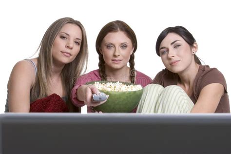 Girls Watching Tv Stock Image Image Of Television Women 1911703