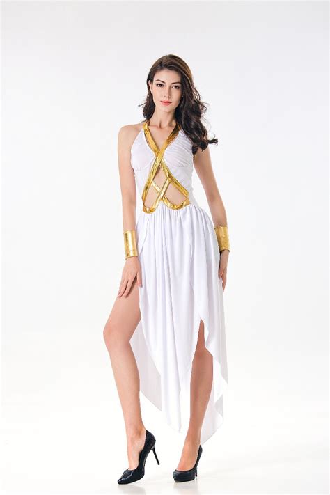 Halloween Carnaval Kigurumi Cosplay Costume Greek Goddess Egyptian Queen Athena White Robe Stage