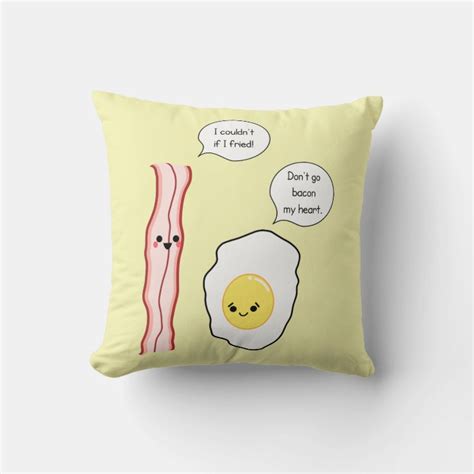 Cute Bacon And Egg Cartoon Throw Pillow Zazzle