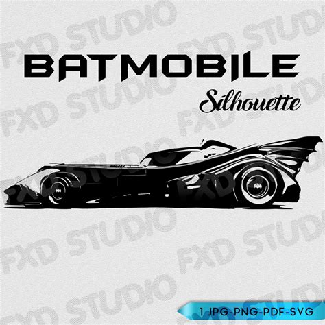 Batmobile Silhouette Clip Art Image Batmobile Silhouette Etsy