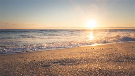 Desktop Wallpaper Beach Sunlight Morning Sea Sand Hd Image