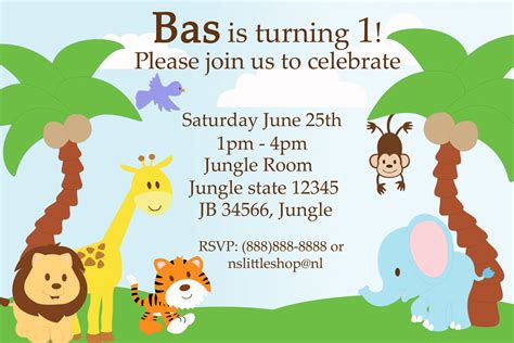nslittleshop party decorations and more: Jungle Birthday Invitation
