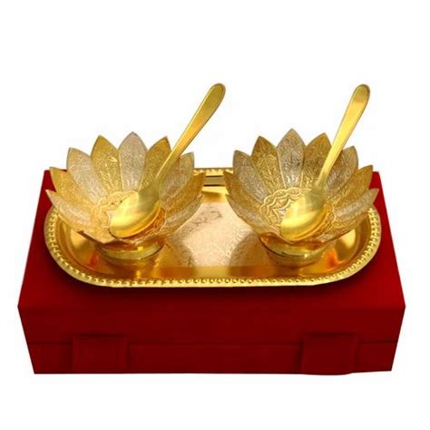 Gold And Silver Brass Floral Shape Designer Bowl T Set At Rs 120piece In Jaipur