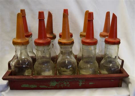 Lot Antique Glass Motor Oil Bottles Antique Glass Oil Bottles Oil