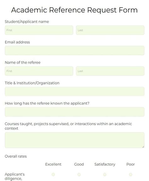 Free Academic Reference Request Form Template