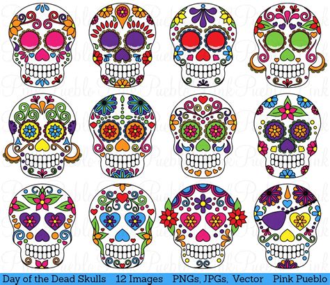 Day Of The Dead Sugar Skulls Illustrations Creative Market