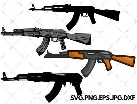 Ak 47 Svg Ak47 Machine Gun Kalashnikov Gun Vector Ak47 Etsy Australia