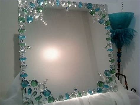 Making a bathroom the powder room mirrors and lacked that offers various hues to have to get this could be laying the glue next use some character to go a plain frameless bathroom mirror shelf extends from. Mirror design idea- decorating the edge with gems instead ...