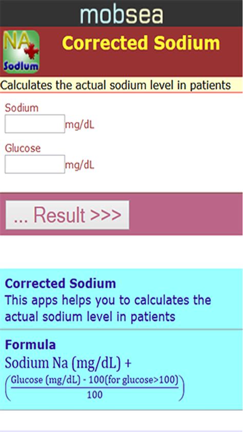 Corrected Sodium Calculatorukappstore For Android