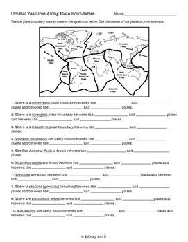 Vocabulary • plate boundary : Plate Boundaries and Crustal Features Worksheet | Plate ...