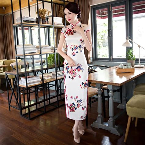 new arrival long slim women cheongsam dress chinese ladies silk qipao novelty sexy handmade