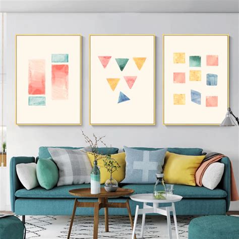 Colorful Abstract Shapes Minimalist Wall Art Fine Art Canvas Prints