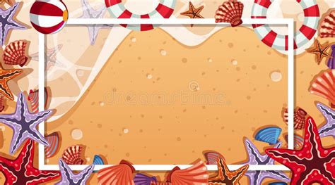 Border Template With Beach Scene In Background Stock Vector