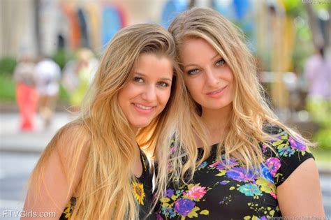 Blonde Cuties Posing Outdoors Hotnduebabespics