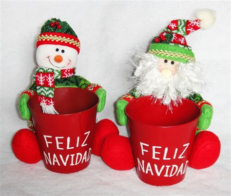 Descubre la mejor forma de comprar online. Santa Y Muñeco De Nieve Dulceros Navidad Peluche Adorno ...