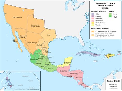 Mapa Del Virreinato De La Nueva España 1819 Conflicto México