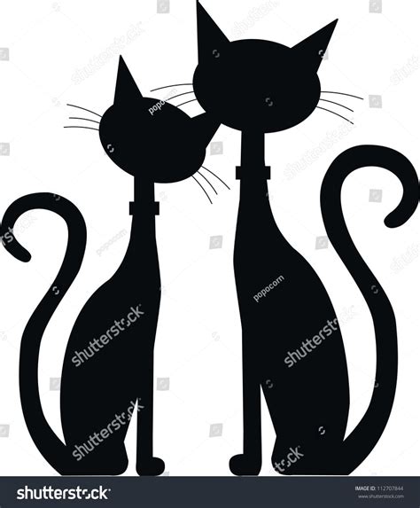Silhouette Of Two Black Cats Cat Outline Gala Ideas Cat Silhouette