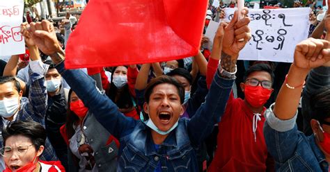 Gripping Photos Anti Coup Protesters Are Defying Myanmars Military In The Streets Mother Jones