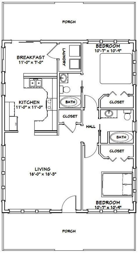 2 Bedroom Floor Plans Cottage Floor Plans Small House Floor Plans