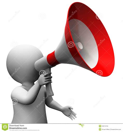 Megaphone Character Shows Speech Shouting Announcing And Announce Stock Illustration ...