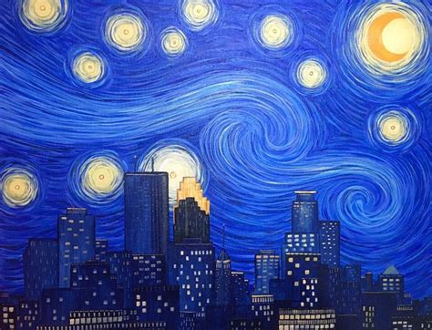 Starry Night Over Minneapolis Acrylic Painting Rminneapolis