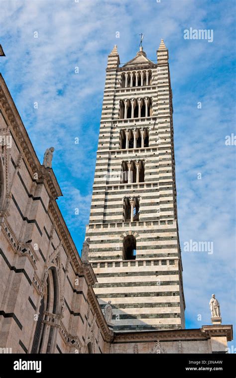 Church Tower Campanile Cathedrale Siena Tuscany Italy Europe