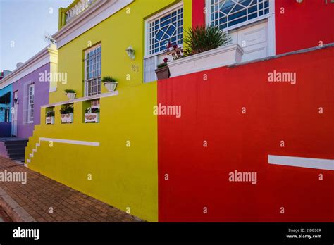 Close Up Of Colorful Heritage Houses On Wale Street In The Bo Kaap