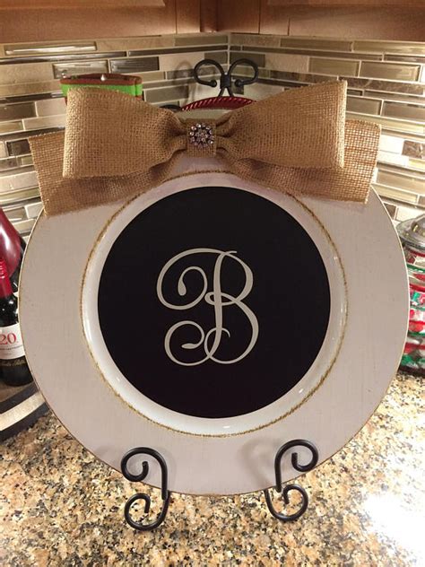 Monogrammed Charger Plate W Chalkboard Vinyl Rustic Charger Plate