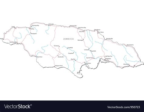 Jamaica Black White Map Royalty Free Vector Image