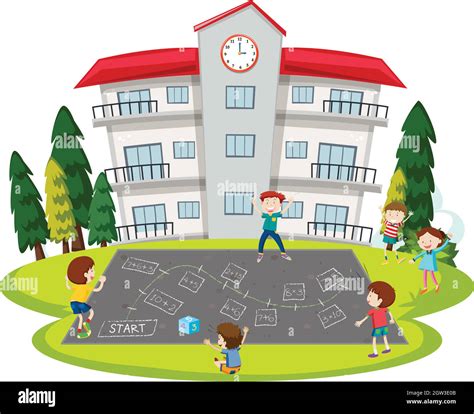 School Kids Playing Outside Stock Vector Images Alamy