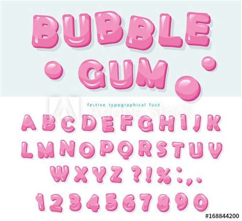 Bubble Gum Font Design Sweet Abc Letters And Numbers In 2021 Bubble