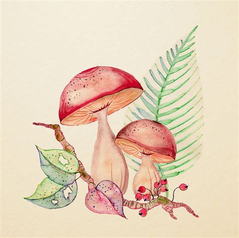 Mushrooms By Colleen Parker Watercolor And Ink Watercolor Flowers