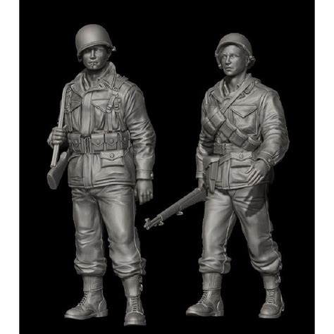 Fi35 095 Us Soldiers In M43 Uniform Set 2 Figures Panzer Art 135