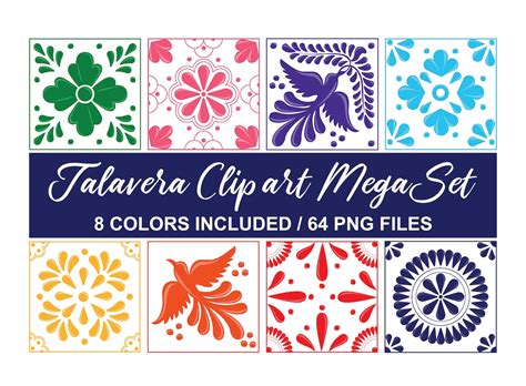 Mexican Talavera Clipart Mega Set Beautiful Mosaic Designs Etsy