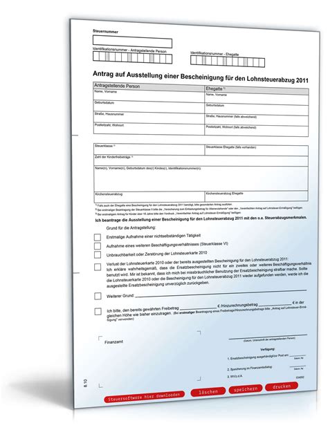 Antrag auf erteilung eines erbscheins. Antrag Bescheinigung für Lohnsteuerabzug 2011 | Formular zum Download