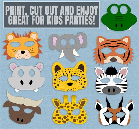 10 Safari Animal Mask Printables Kids Safari Masks