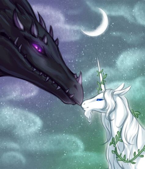 20170830 Dragon And Unicorn By Begasuslu Dark Fantasy Art Mythical