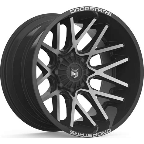 Dropstars 654mb Gloss Black With Machined Spoke Faces 24x14 76mm With