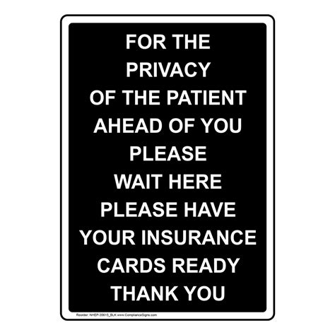 Portrait For The Privacy Of The Patient Sign Nhep 35615blk